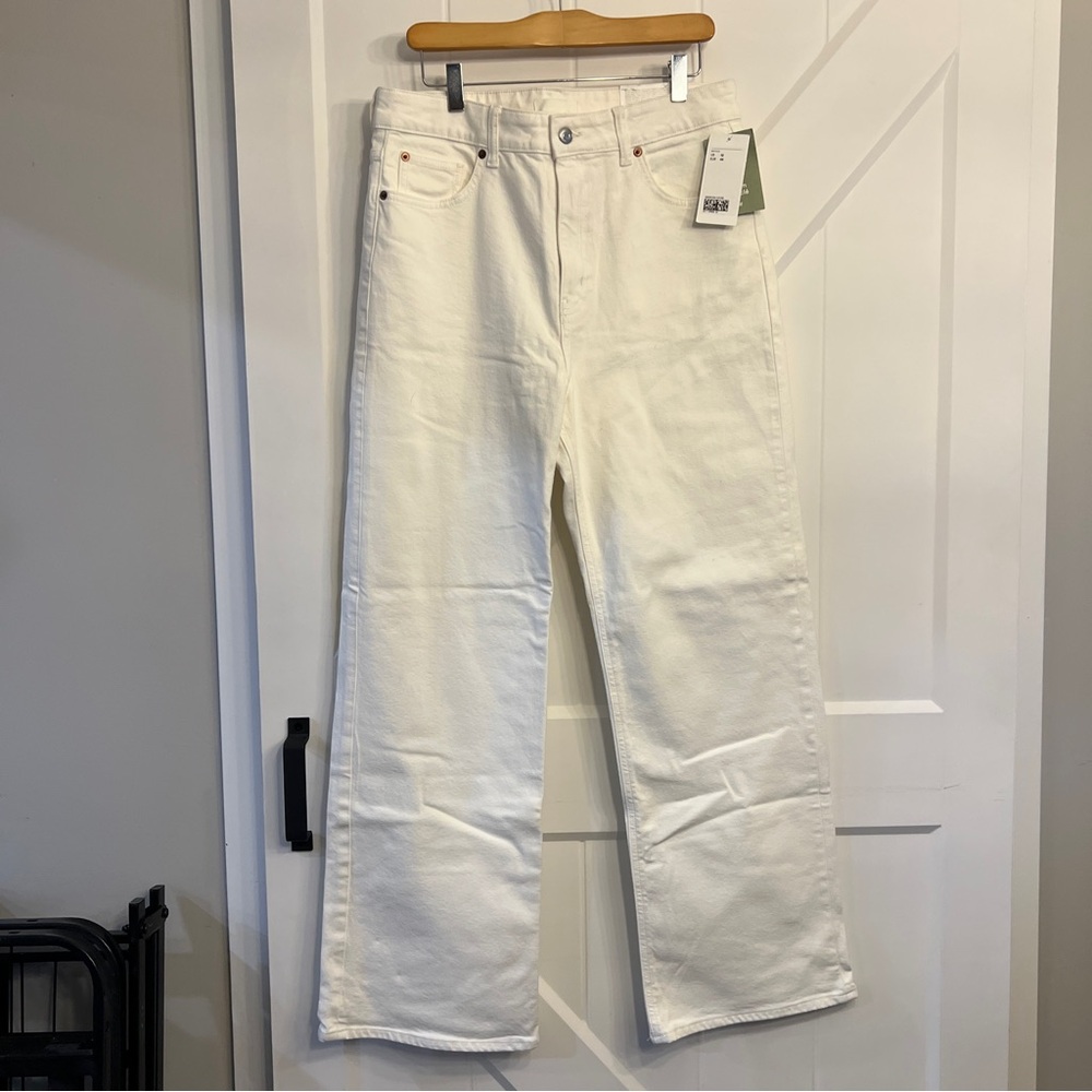 H&M Women's White Straight-Leg Jeans